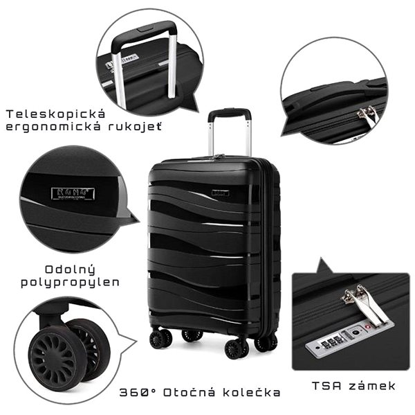 Kono suitcase set Set of 4 suitcases 2094 Black S M L .