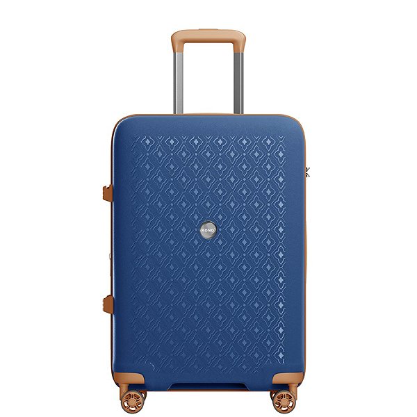Travel suitcase KONO 2594 Spinner suitcase expandable, 76 cm, blue/brown .