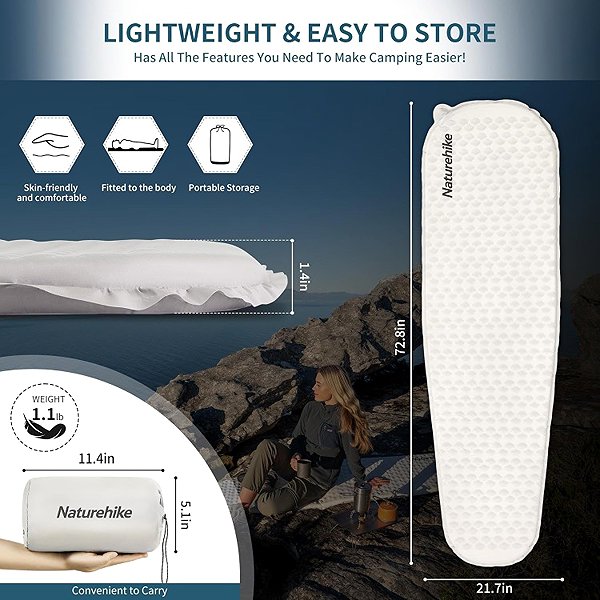 Naturehike self-inflating mummy 540 g light grey .