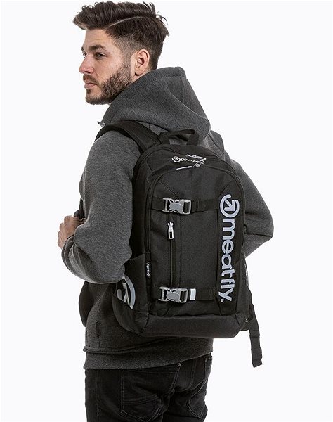 Městský batoh Meatfly BASEJUMPER Backpack, Black Lifestyle