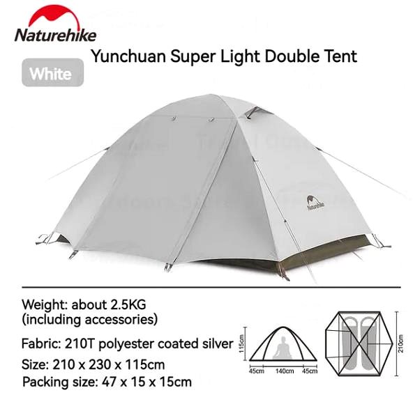 Sátor Naturehike fehér sátor 2 fő részére, 2500 g ...