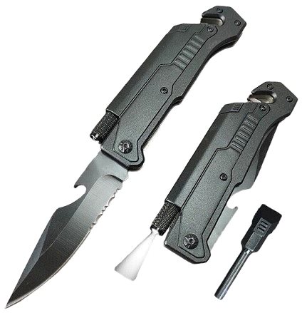 Pocket knife Foxter 2636 Military tactical knife with flint, mini flashlight 22 cm .