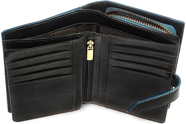 Peňaženka Dámska kožená peňaženka SEGALI 3743 čierna/modrá Vlastnosti/technológia
