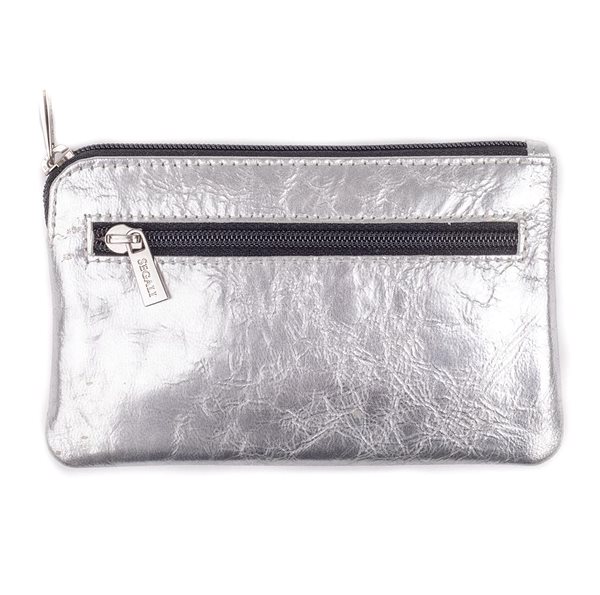 Wallet Leather keyring SEGALI 7289 silver .