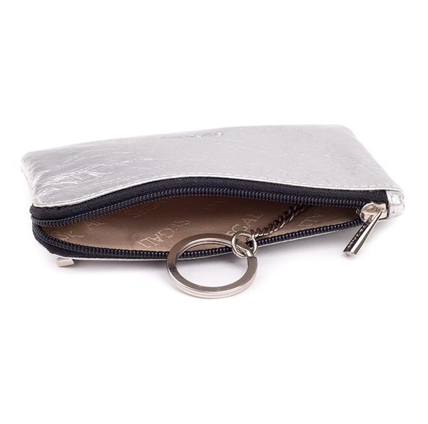 Wallet Leather keyring SEGALI 7289 silver .