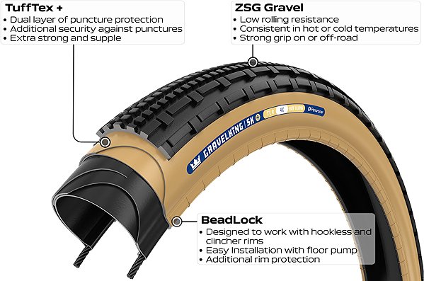 Kerékpár külső gumi Panaracer Gravelking SK + 700 × 40, fekete/barna ...