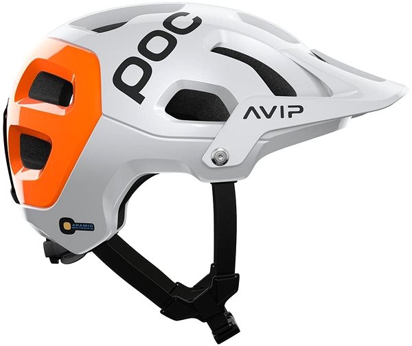 Kerékpáros sisak POC Tectal Race MIPS NFC sisak, Hydrogen White/Fluorescent Orange AVIP MED Oldalnézet