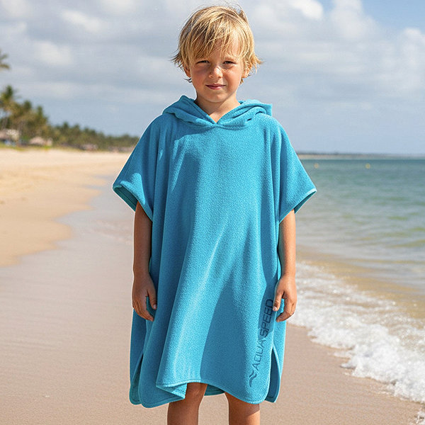 Aqua Speed Towelling Poncho Kids, turquoise 155-160 cm .