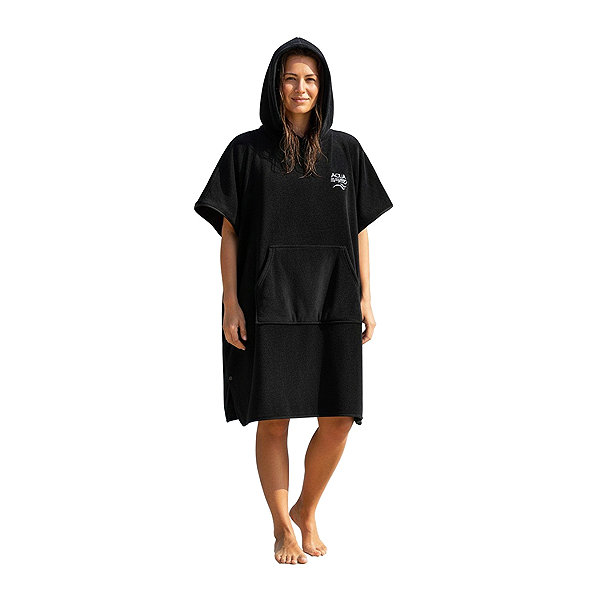 Aqua Speed Adult towelling poncho, black XL .