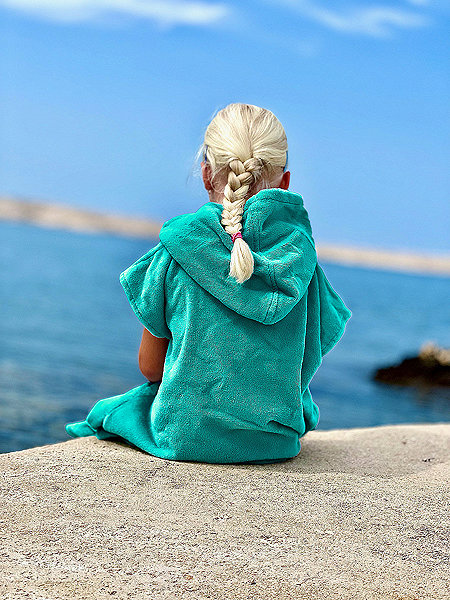 Towelling poncho Agama COTTON PREMIUM KID poncho for children, aqua .