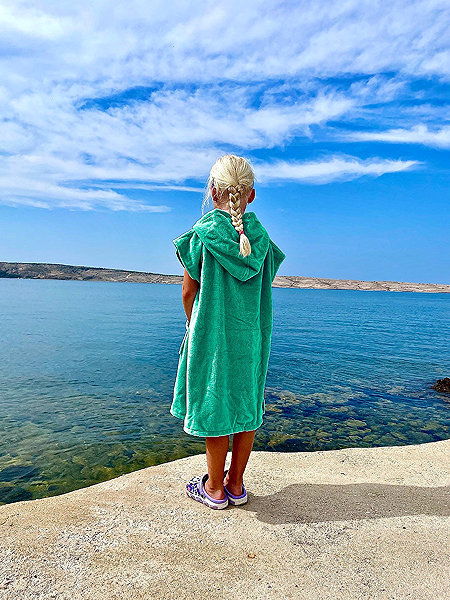Towelling poncho Agama COTTON PREMIUM KID poncho for children, aqua .