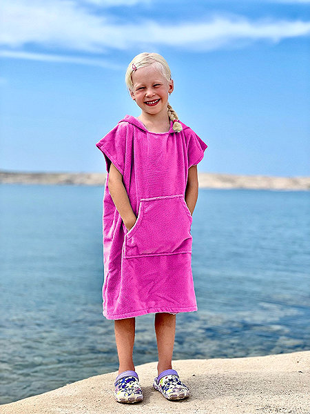 Towelling poncho Agama COTTON PREMIUM KID poncho for children, pink .