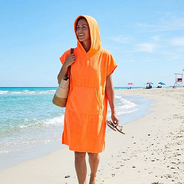 Agama towel poncho Bamboo towel poncho, size S/M salmon.