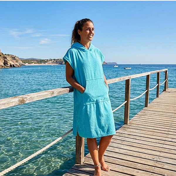 Agama towel poncho Bamboo towel poncho, size L/XL aqua.