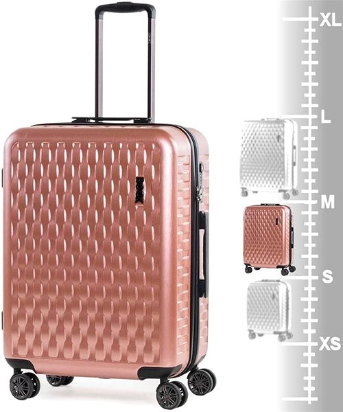 Cestovný kufor ROCK TR-0192 M, ružový Tabuľka veľkostí