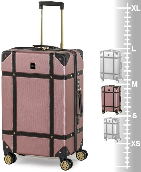 Cestovný kufor ROCK TR-0193 M, ružový Tabuľka veľkostí