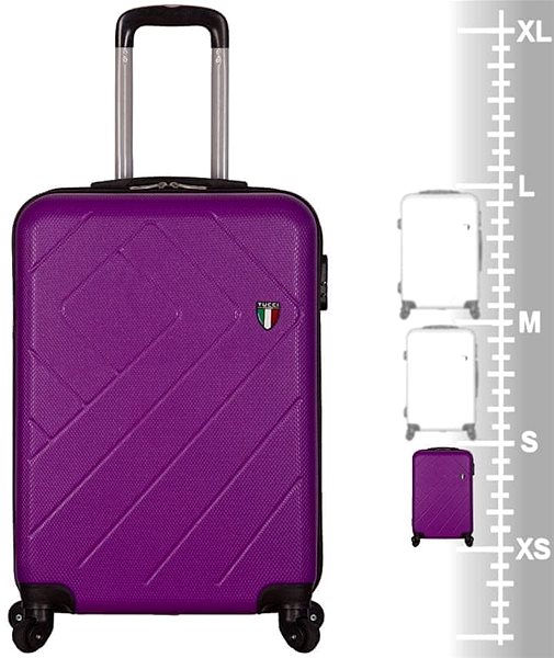 Cestovný kufor TUCCI T-0108 ABS – fialový Tabuľka veľkostí