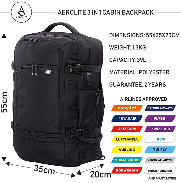 Laptop Backpack Aerolite BPMAX01 black ...