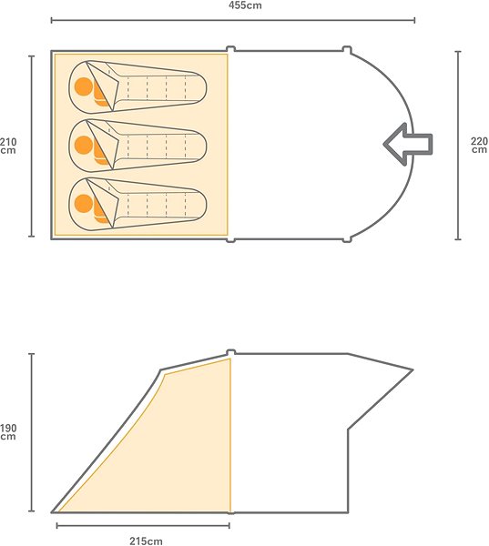 Tent Regatta Kolima 3 Inflate Laser/Ebony Technical draft