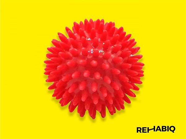 Masážna loptička Rehabiq Masážna lopta ježko červený, 8 cm ...