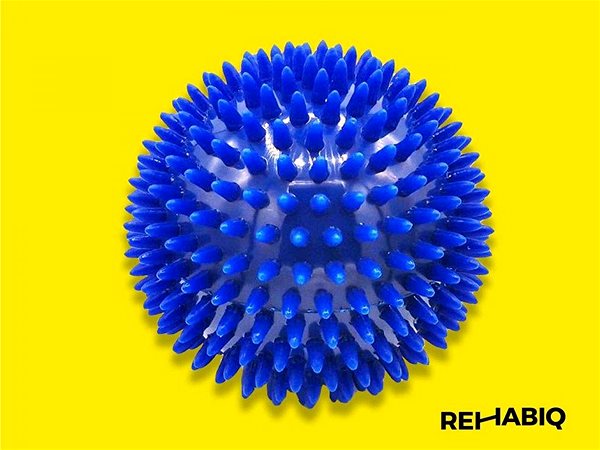 Masážna loptička Rehabiq Masážna loptička ježko modrý, 10 cm ...