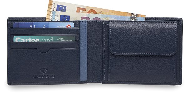 Wallet Roncato men's wallet with card and coin compartment Alaska blue .