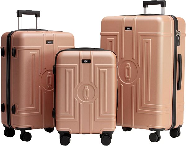 Sada kufrov ROWEX Extra odolný cestovný kufor s TSA zámkom Casolver, rosegold, set kufrov (3 ks) ...