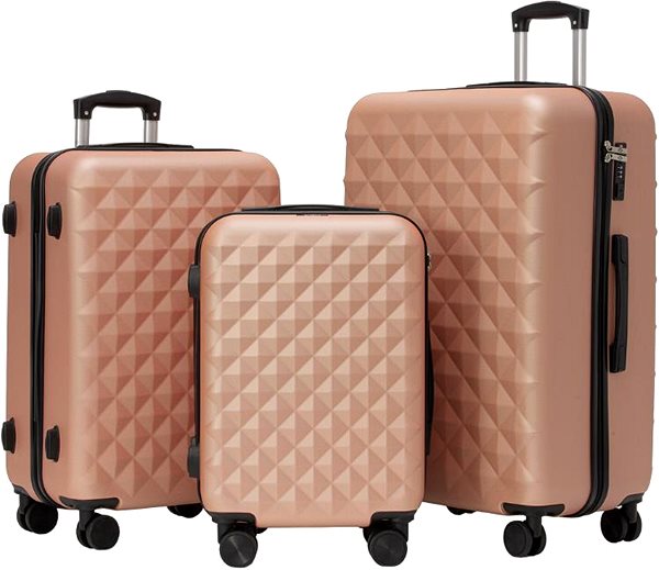 Sada kufrov ROWEX Extra odolný cestovný kufor s TSA zámkom Crystal, rosegold, súprava kufrov (3 ks) ...