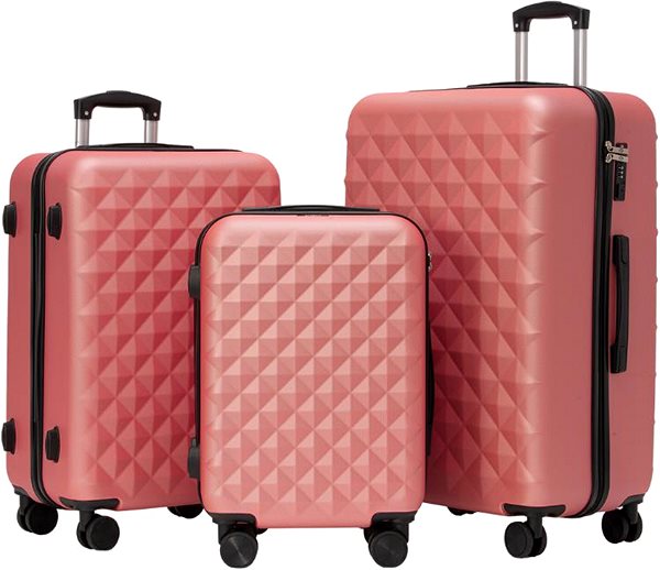 Sada kufrov ROWEX Extra odolný cestovný kufor s TSA zámkom Crystal, sivo-čierny, súprava kufrov (3 ks) ...