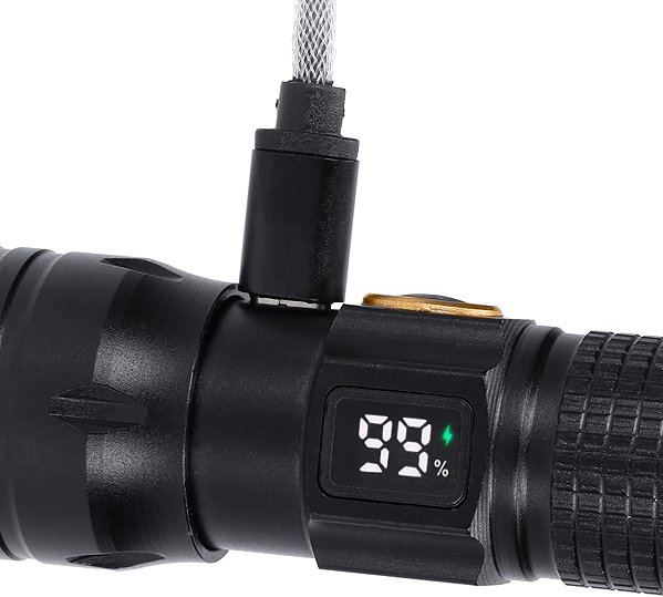 Flashlight Solight Rechargeable flashlight with display, 200 lm, zoom, Li-Ion ...