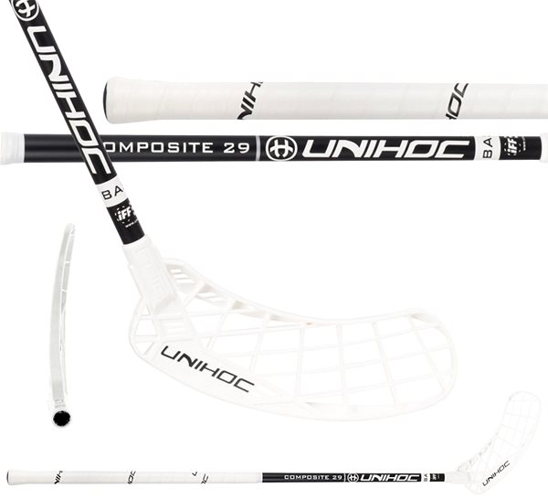 Florbalová hokejka Unihoc EPIC COMPOSITE 29 white/black 92 cm L-23 ...