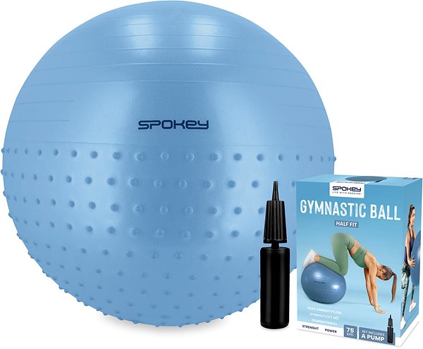 Fitlopta Spokey Half Fit 2 v 1 Masážna gymnastická lopta, 75 cm, modrá ...