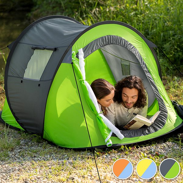 Tent Tectake self-folding tent self-supporting grey/green ...