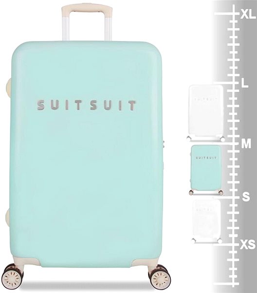 Cestovný kufor SUITSUIT TR-1222 M, Fabulous Fifties Luminous Mint Tabuľka veľkostí