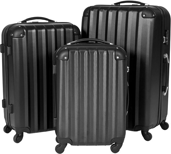 Sada kufrov Súprava 3 pevných cestovných kufrov čierna ...