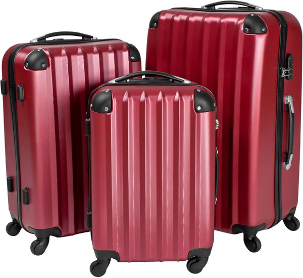 Sada kufrov Súprava 3 pevných cestovných kufrov červená ...