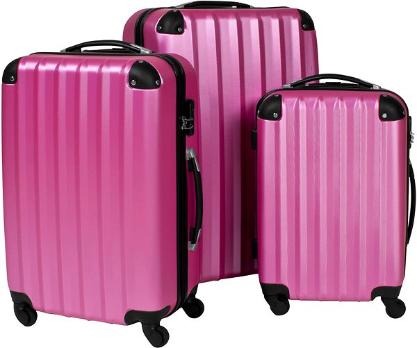 Sada kufrov Súprava 3 pevných cestovných kufrov fuchsiová ...