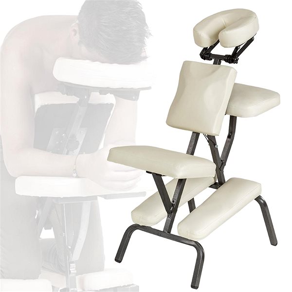 Masážne kreslo Masážna stolička zo syntetickej kože béžová ...