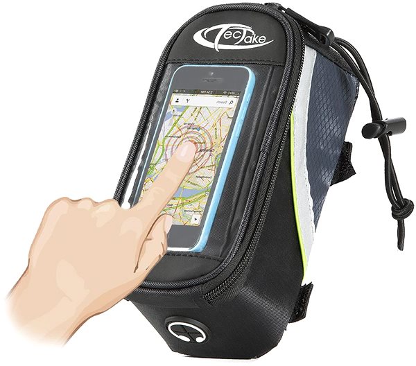 Taška na bicykel Držiak na smartfón s taškou 18 × 8,5 × 8,5 cm čierna so zelenou ...