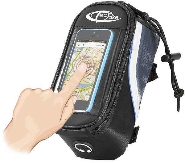 Taška na bicykel Držiak na smartfón s taškou 18 × 8,5 × 8,5 cm čierna s modrou ...
