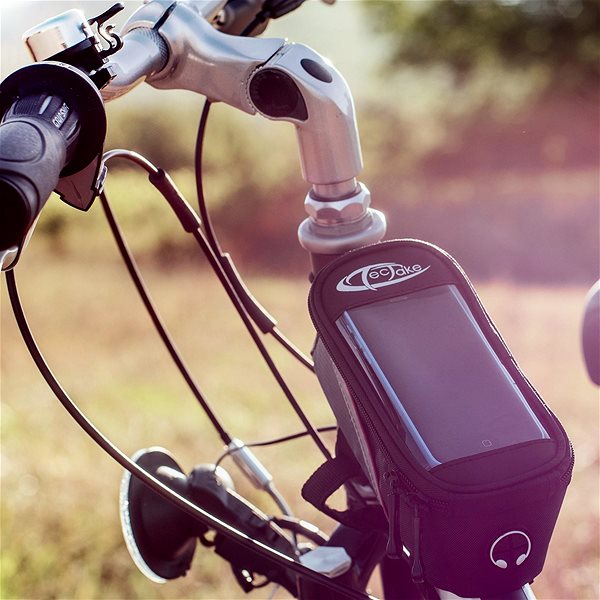 Taška na bicykel Držiak na smartfón s taškou 20 × 9,5 × 10 cm čierna so zelenou ...