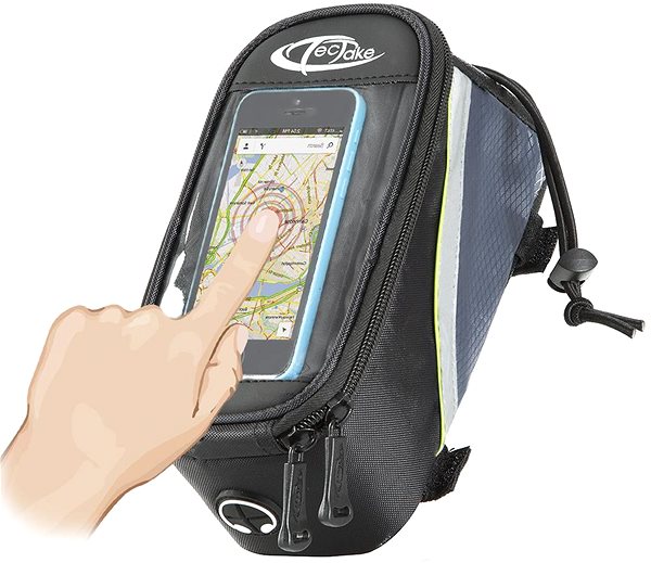 Taška na bicykel Držiak na smartfón s taškou 20 × 9,5 × 10 cm čierna so zelenou ...