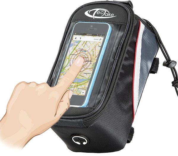 Taška na bicykel Držiak na smartfón s taškou 20,5 × 10 × 10,5 cm čierna s červenou ...