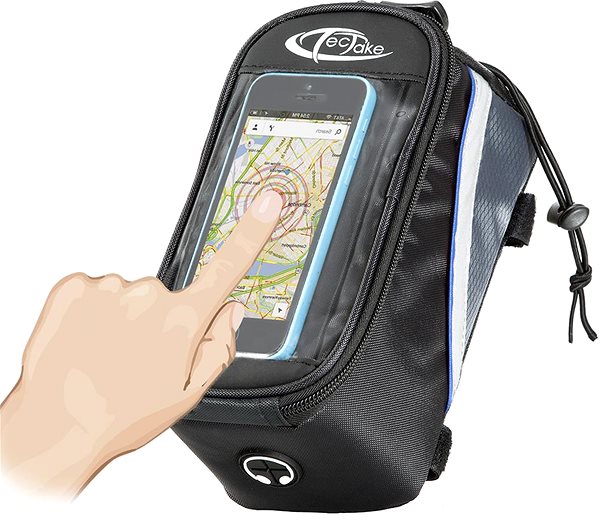 Taška na bicykel Držiak na smartfón s taškou 20,5 × 10 × 10,5 cm čierna s modrou ...
