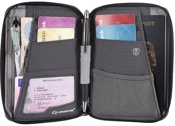 Pénztárca Lifeventure RFiD Mini Travel Wallet sötétkék Jellemzők/technológia