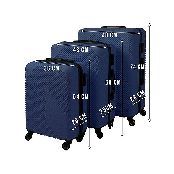 TRIZAND suitcase set 26664 Travel case set 3 pcs, 39/70/99 l, blue .