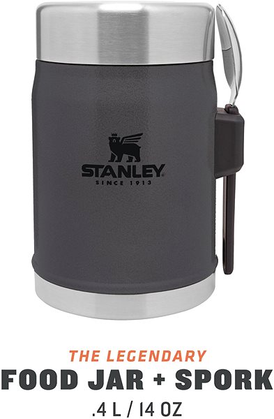 Thermos Stanley thermos 400ml with spoon/fork Charcoal black ...