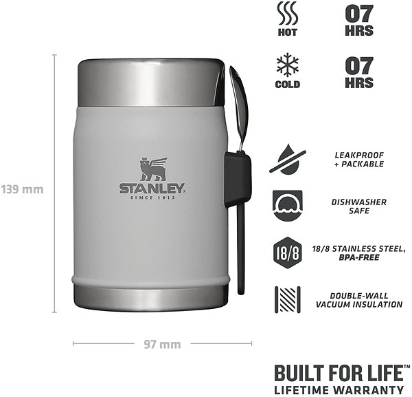 Thermos Stanley thermos 400ml with spoon/fork Ash grey ...