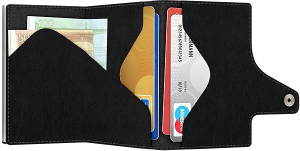 Pénztárca Tru Virtu  Click & Slide Twin pénztárca - Croco fekete bőr Jellemzők/technológia