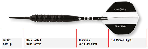 Elkadart One Fifty Black – 16g darts.